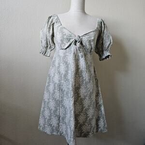 OLIVACEOUS Sage Green Floral Mini Dress Medium